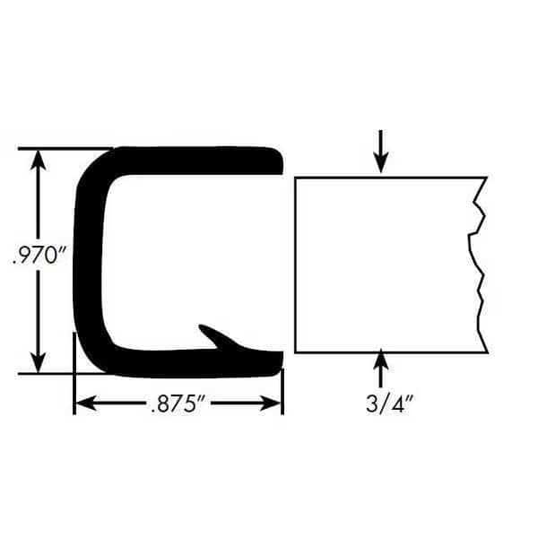 Edge Trim, PVC, 50 ft Length, 1 in Overall Width, Style: Edge Trim