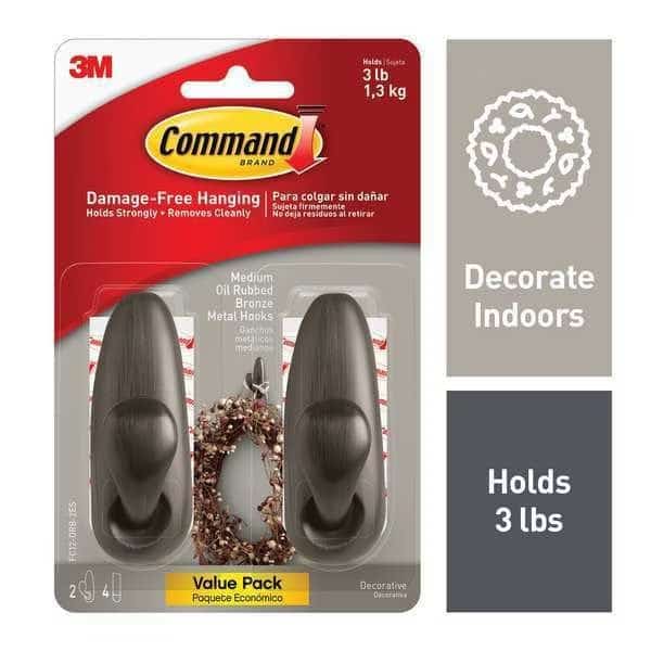 Hook, Bronze, Metal, 1 1/4 in D, PK2