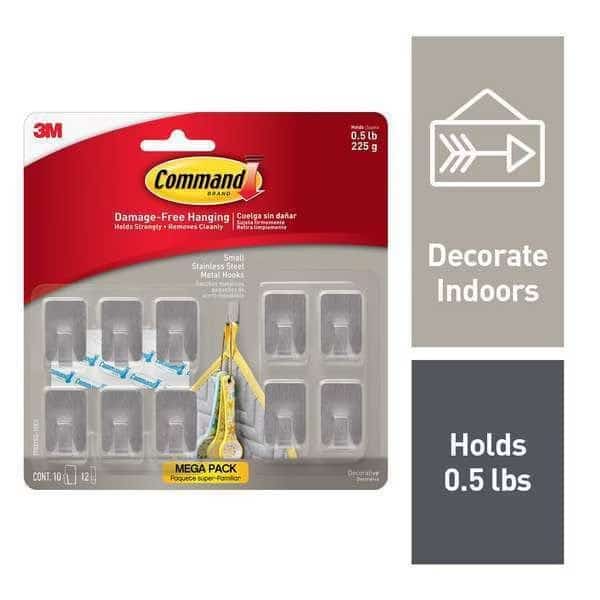 Hook, Silver, Stainless Steel, PK10