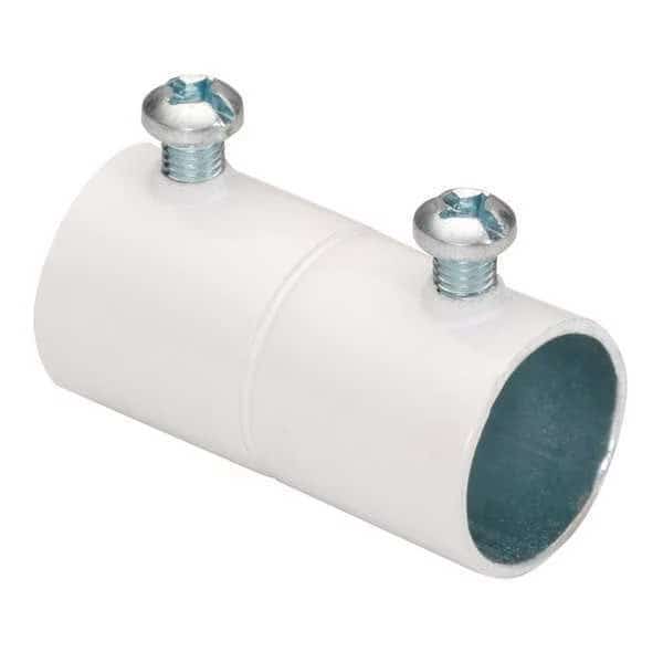 EMT Coupling, 2-1/2 in, Set Screw, Steel, Painted, White