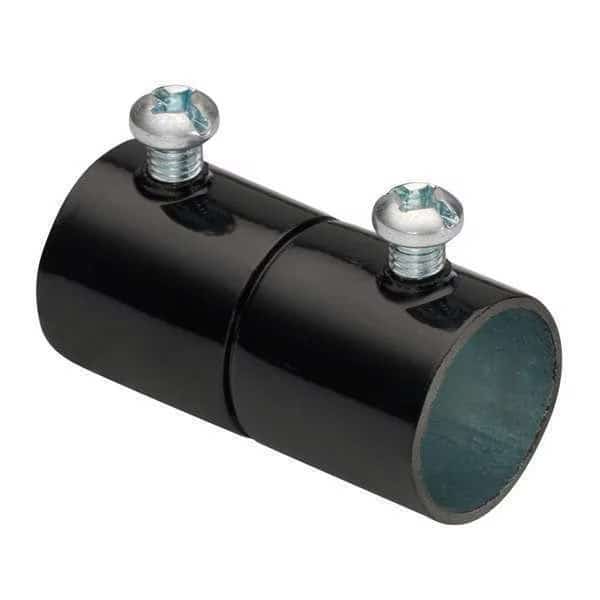 EMT Coupling, 1/2 in, Set Screw, Steel, Plain, Black