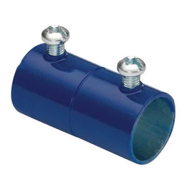 EMT Coupling, 1/2 in, Set Screw, Steel, Painted, Blue