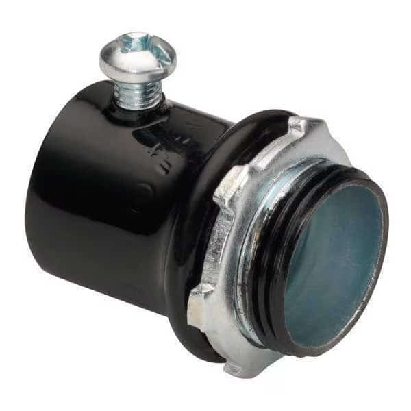 EMT Grounding Connector, 3-1/2 in, Set Screw, Steel, Painted, Black