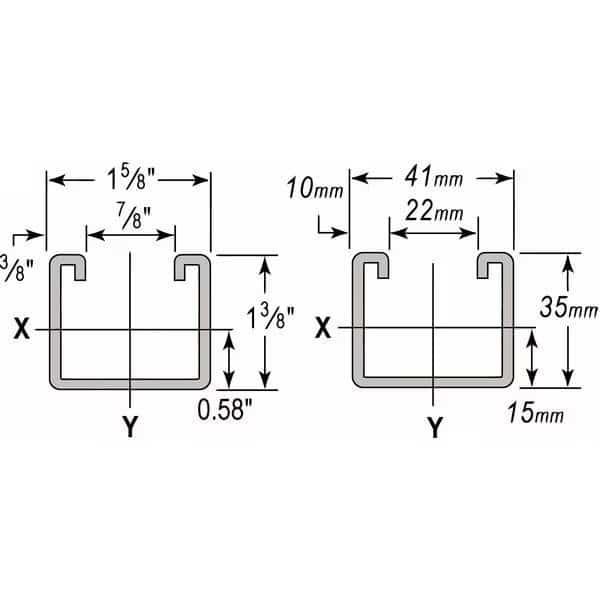 Strut, 316, 1-5/8x1-3/8", 20 ft., WESANCO, Mfr# W300ST31620