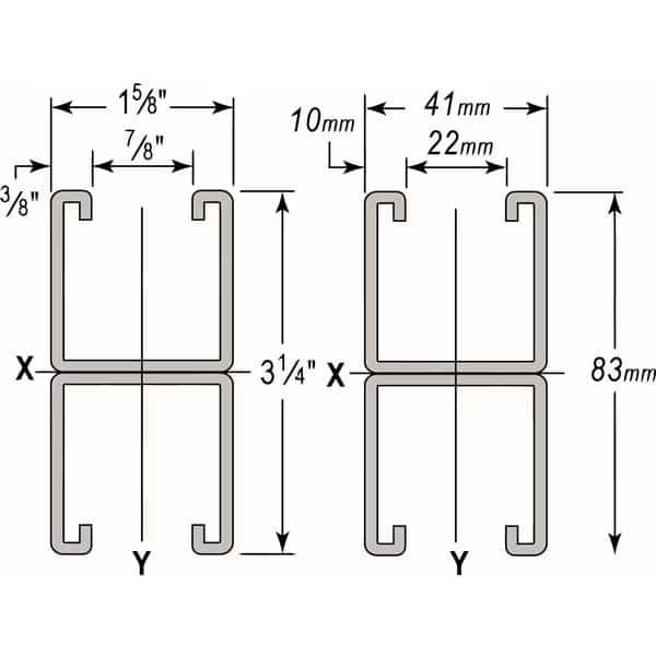 Strut, Combo, 304, 1-5/8x3-1/4", 10 ft., WESANCO, Mfr# W201ST30410