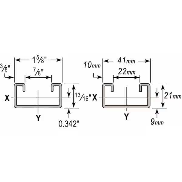 PG 1-5/8x13/16", Solid Strut, 18, WESANCO, Mfr# W500PG18IN