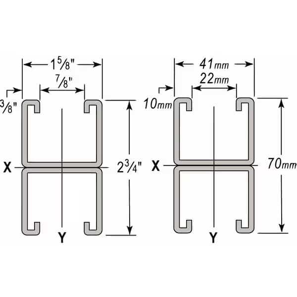 PG Strut, Combo, 1-5/8x2-3/4", 10 ft., WESANCO, Mfr# W301PG10