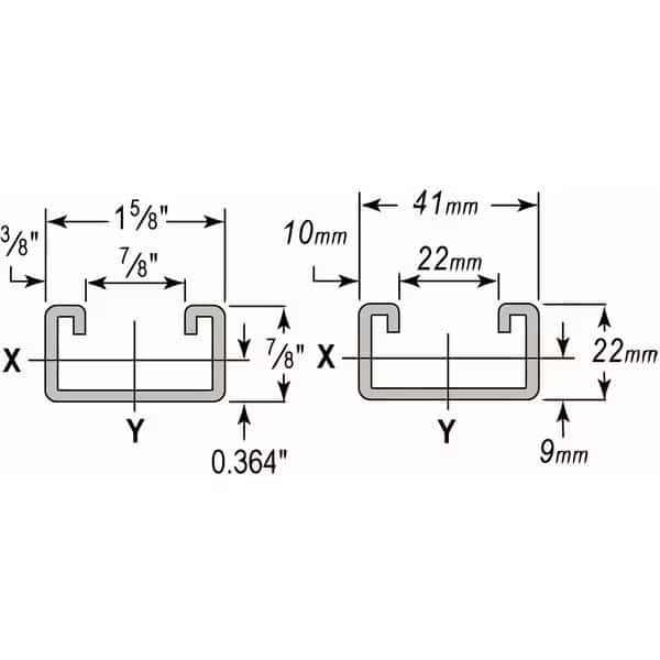 Single Channel Strut, Punched, 316 Stainless Steel, Plain