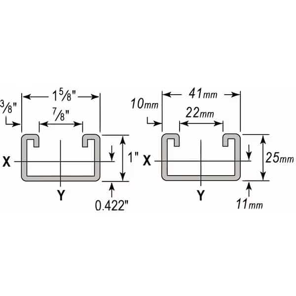 PG Strut, w/Holes, 1-5/8x1", 20 ft., WESANCO, Mfr# W800HPG20