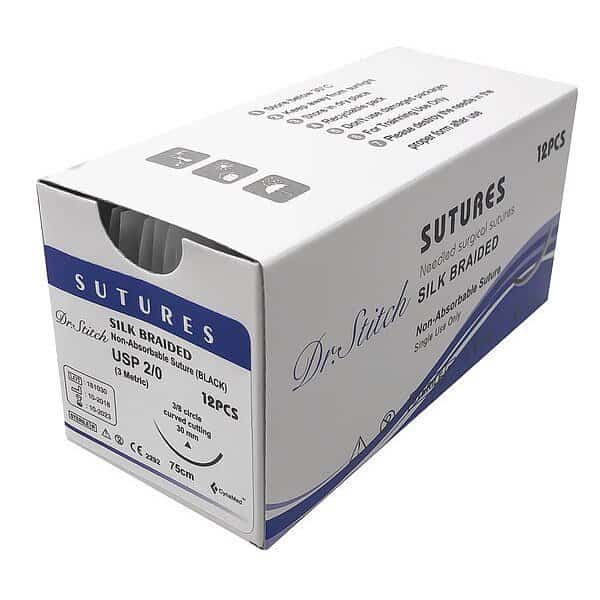 Training Sutures with Thread, Silk, 2/0