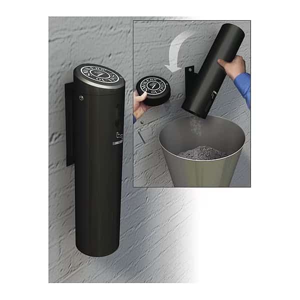 Smoker's Outpost Swivel Lock Wall-mounted Ashtray. Black