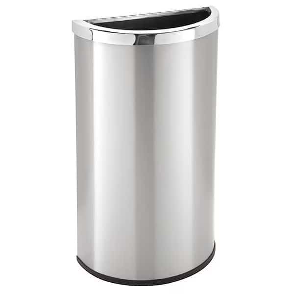 8 gal Half-Round Trash Can, Silver, Stainless Steel, Commercial Zone Products, Mfr#: 780929