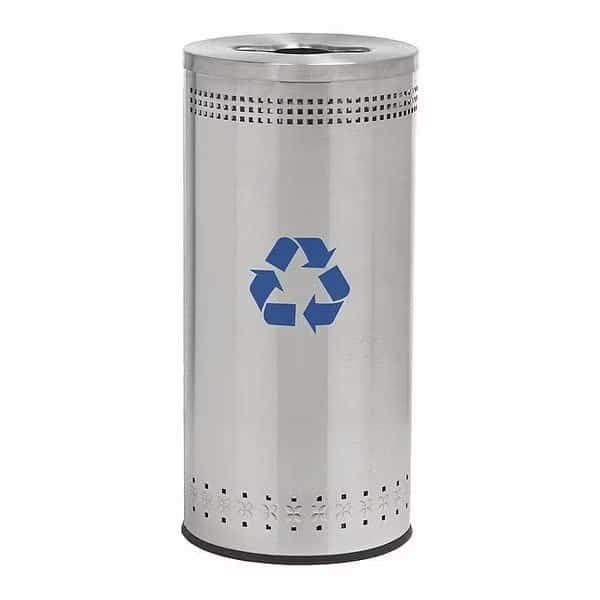 25 gal Recycling Bin, Silver, Stainless Steel, Commercial Zone Products, Mfr#: 78182999