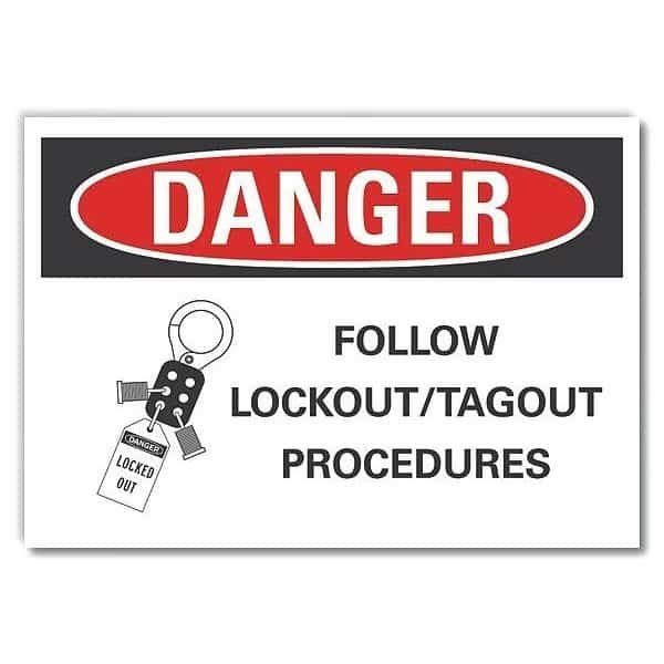 Lockout Tagout Danger Reflective Label, 10 in Height, 14 in Width, Reflective Sheeting, English