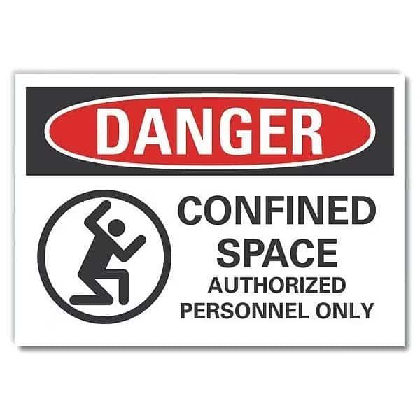 Danger Sign, 10 in H x 14 in W, Polyester, Horizontal Rectangle