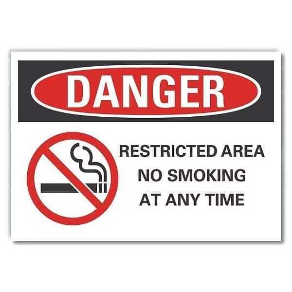 No Smoking Danger Reflective Label, 3 1/2 in H, 5 in W, Reflective Sheeting, LCU4-0276-RD_5X3.5