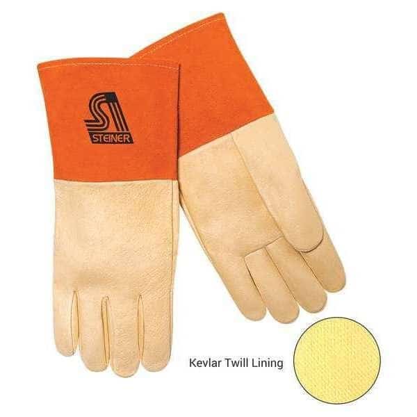 Welding Gloves, Gauntlet Cuff, Straight Thumb, Kevlar(R), M, 1 PR