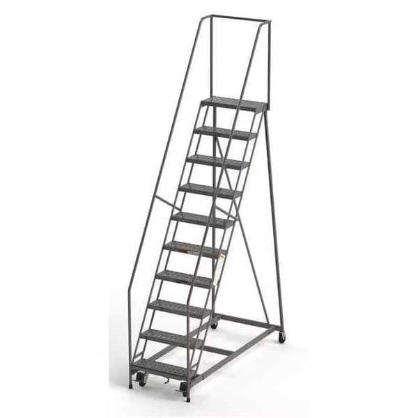 Industrial Rolling Ladder, 10 Steps, 24"W Perforated Tread, Unassembled, 450 lbs. Capacity