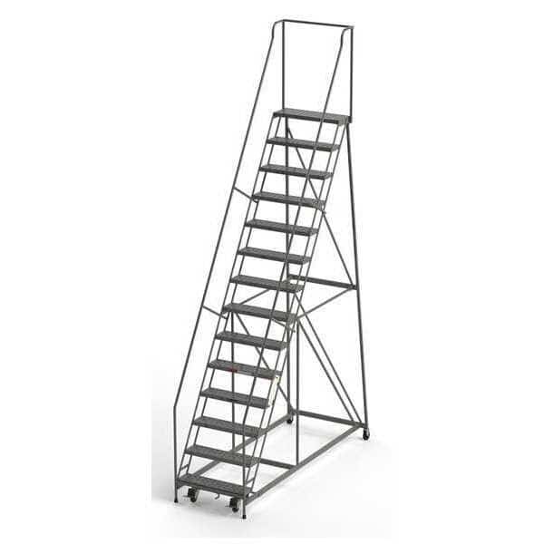 Industrial Rolling Ladder, 14 Steps, 30"W Perforated Tread, Unassembled, 450 lbs. Capacity