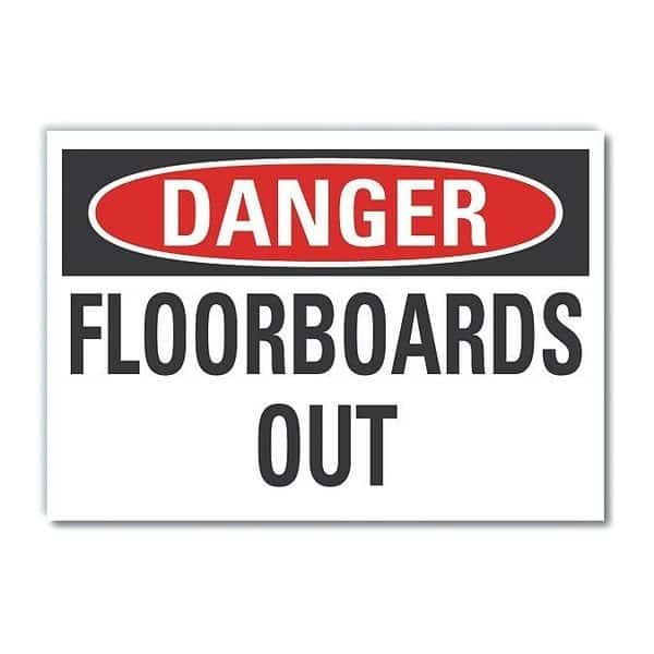 Accident Prevention Danger Label, 5 in Height, 7 in Width, Polyester, Horizontal Rectangle, English