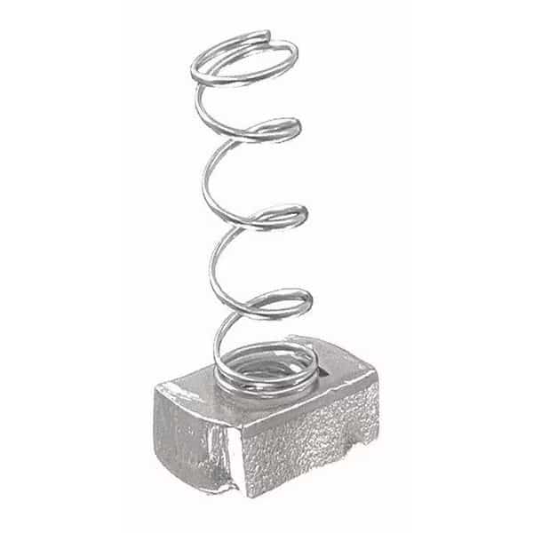 Spring Nut, 1/4"-20, Plain Finish, 100 PK