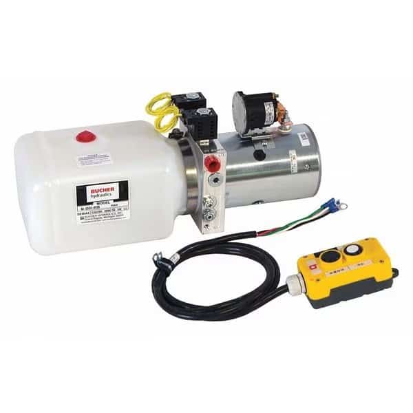 4-Way DC Power Unit 12V 2HP 3/8 NPT 0.75 Gal, Poly