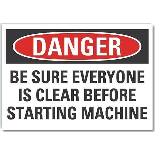 Stay Clear Danger Label, 7 in Height, 10 in Width, Polyester, Vertical Rectangle, English