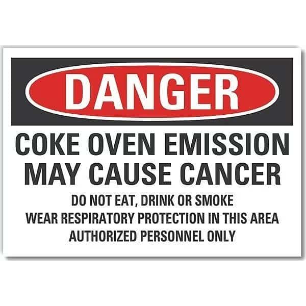 Coke Danger Reflective Label, 5 in Height, 7 in Width, Reflective Sheeting, Horizontal Rectangle