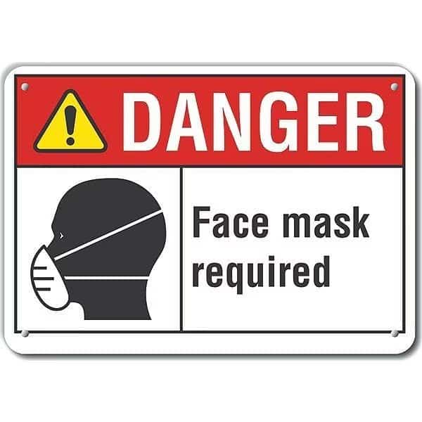 Face Mask Required Sign, 14" W x 10" H, English, Recycled Aluminum, White