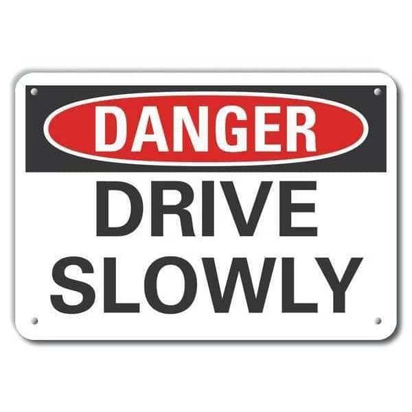 Danger Sign, 10 in H, 14 in W, Aluminum, Horizontal Rectangle, English, LCU4-0353-RA_14X10