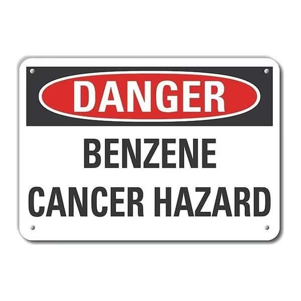 Plastic Benzene Danger Sign, 7 in H, 10 in W, Vertical Rectangle, LCU4-0442-NP_10X7