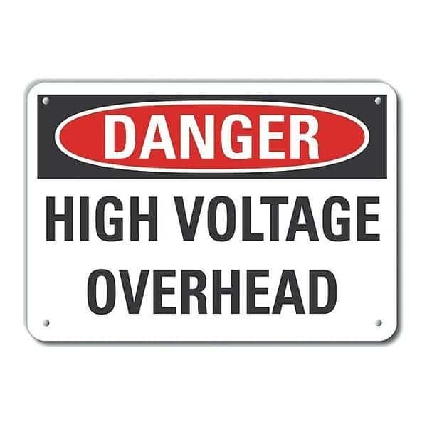 Decal, Danger High Voltage, Plastic, 10x7", Legend Style: Text