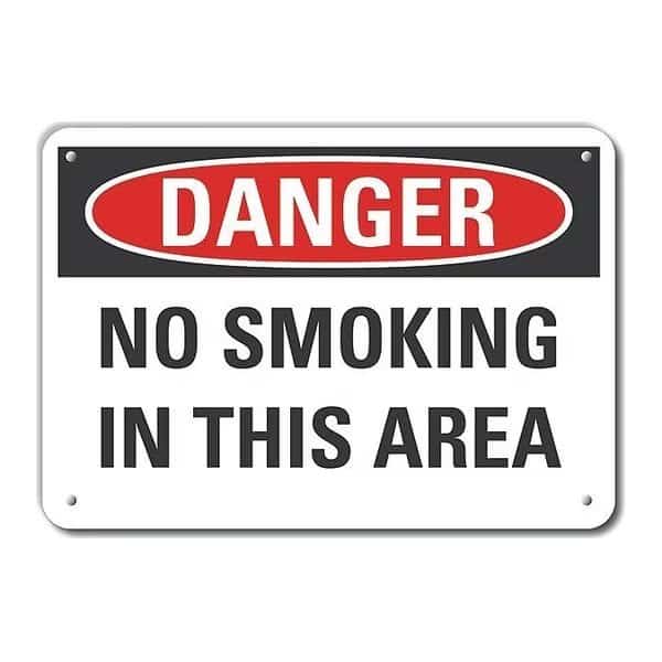 Plastic No Smoking Danger Sign, 10" H, 14 in W, Plastic, Horizontal Rectangle, LCU4-0465-NP_14X10, LYLE, Mfr# LCU4-0465-NP_14X10