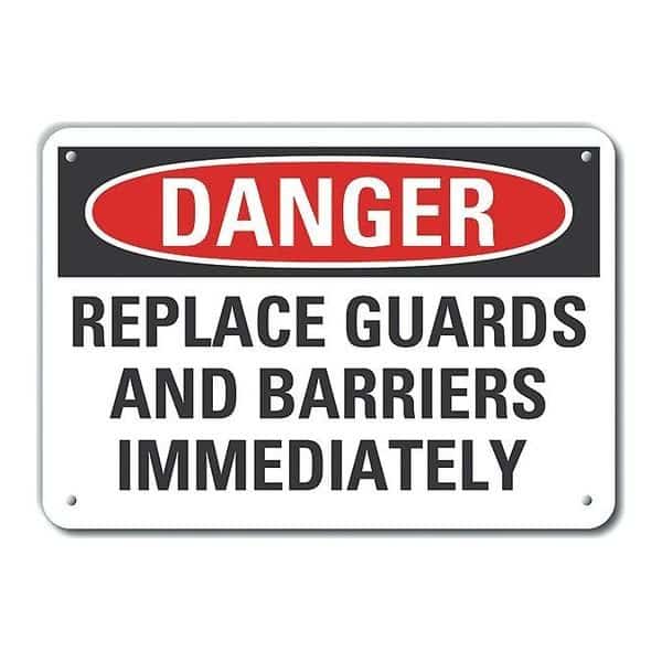 Reflective  Machine Guards Danger Sign, 7 in Height, 10 in Width, Aluminum, Vertical Rectangle