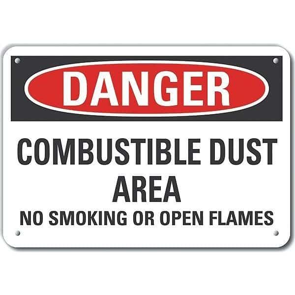 Reflective Combustible Dust Danger Sign, 7" H, 10" W, Vertical Rectangle, LCU4-0622-RA_10X7