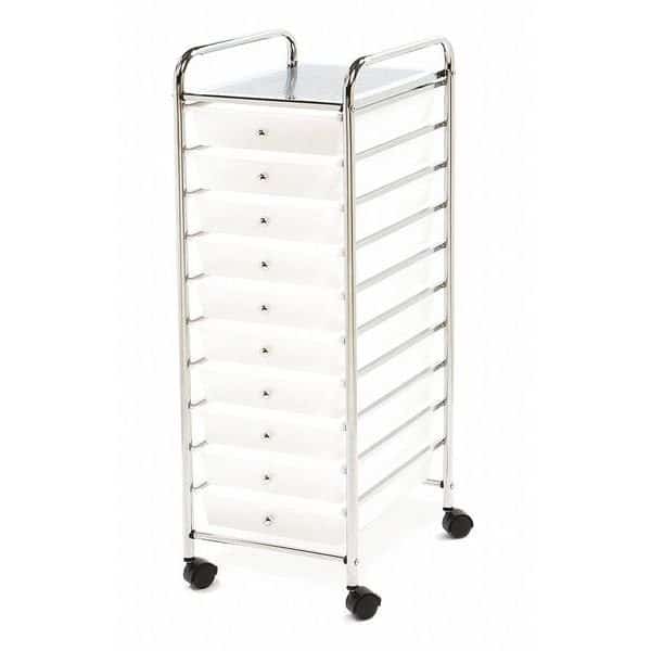 Organizer Cart, 10-Drawer, Frosted White