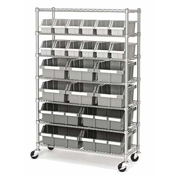 Steel Wire Shelving Rack, 7 Shelves, Gray
