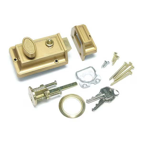 Night Latch, Holdback Button, Bronze