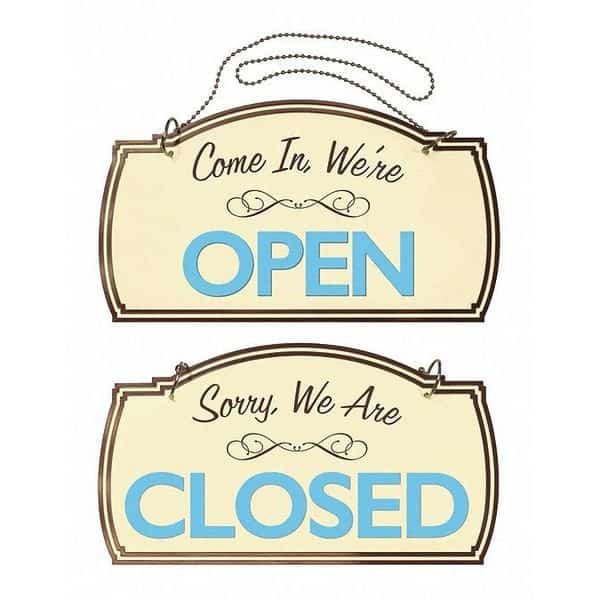 Sign, 2-Side, Boutique, Open/Close, 12x7", 98380