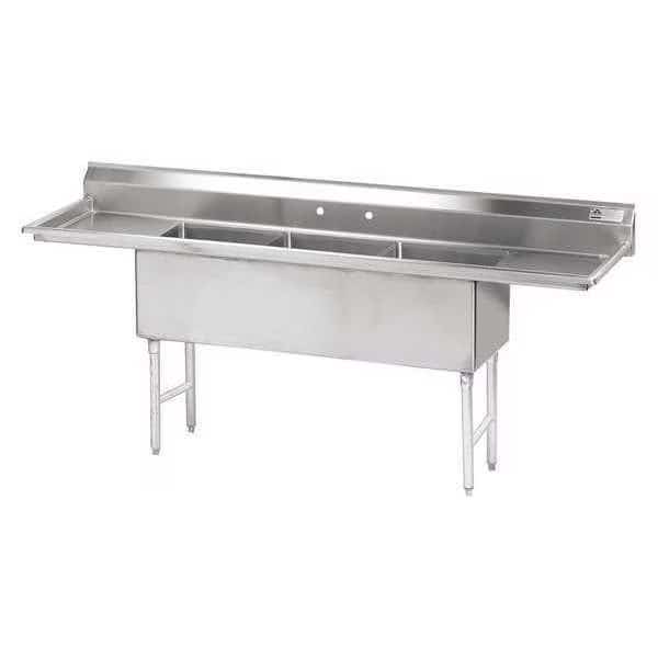 30" W x 90" L x 43" H, 14 ga. 304 Stainless Steel