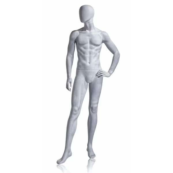 Mondo Mannequins Slate Foundry Grey Male Mannequin, Oval Head, Pose 4