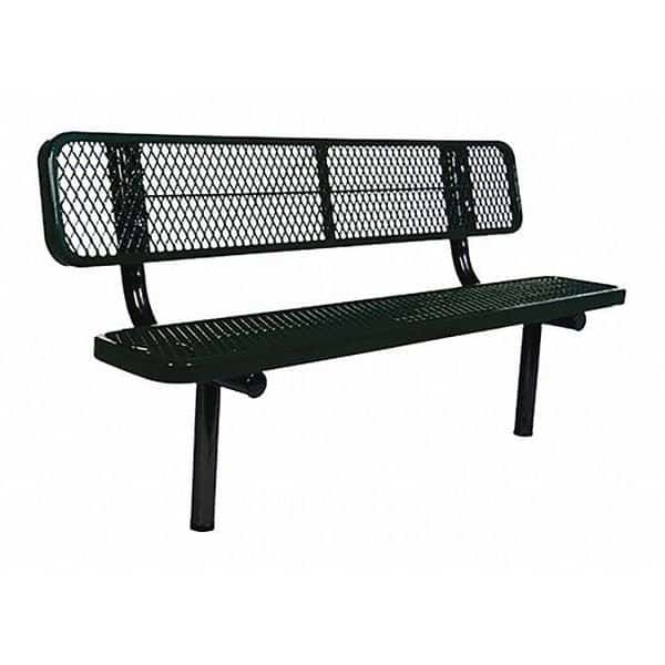 In Ground Park Bench W/ Back, Blue