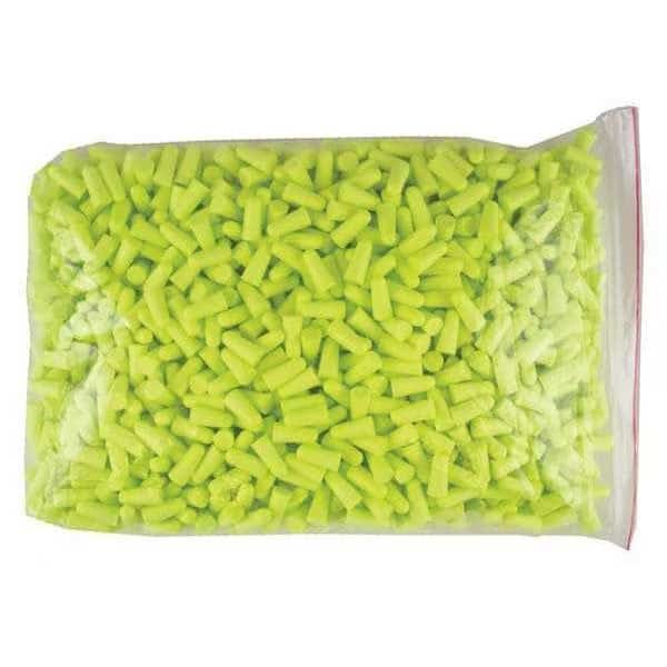 Disposable Uncorded Ear Plugs, PU Foam, Bullet Shape, NRR 32 dB, Hi-Vis Green, 500 Pair Box