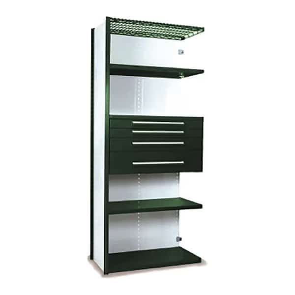 V-Grip Shelving W/ 4Drwrs/5Shlvs 7X1.5X3 Addon, (2)3", 4.5", 7.5"Drwrs, GN