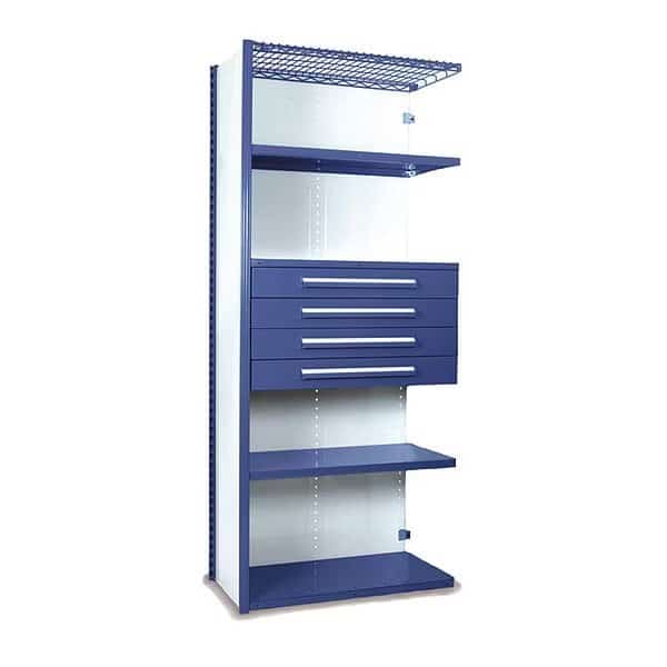 V-Grip Shelving W/ Drawers, 7x1.5x4 Closed Addon, BL