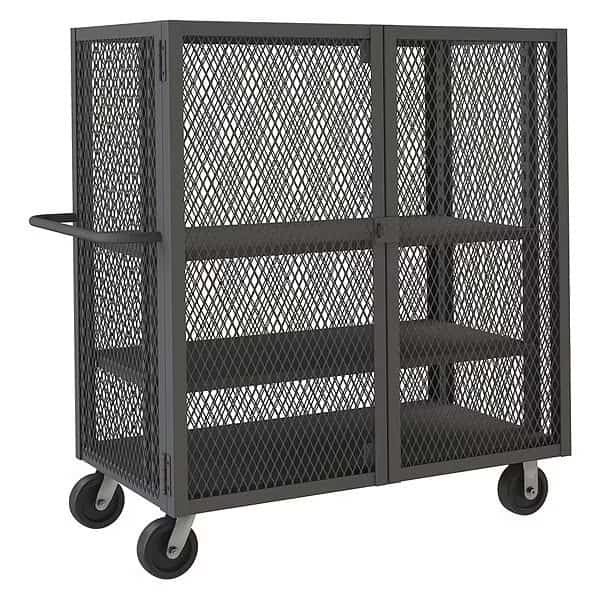 Security Mesh Truck W/6"x2" Phenolic Ca, 2000 lb Capacity, 32" W x 66-1/2" L x 56-7/16" H