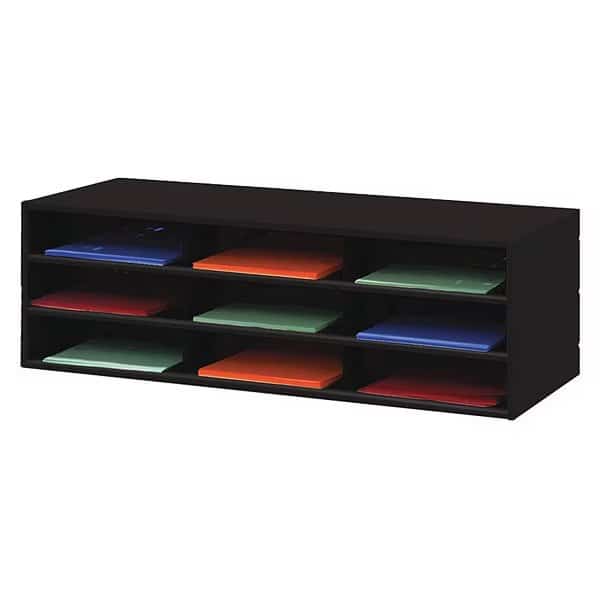 Opening Horizontal Literature Rack, 9 openings, black, DURHAM MFG, Mfr# 431-08