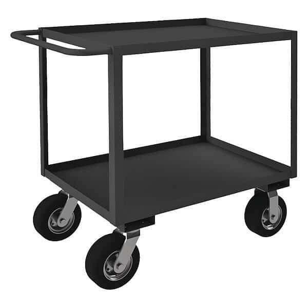 Stock cart, 2 shelf, 1-1/2" lips up, 1200 lbs cap., pnuematic casters