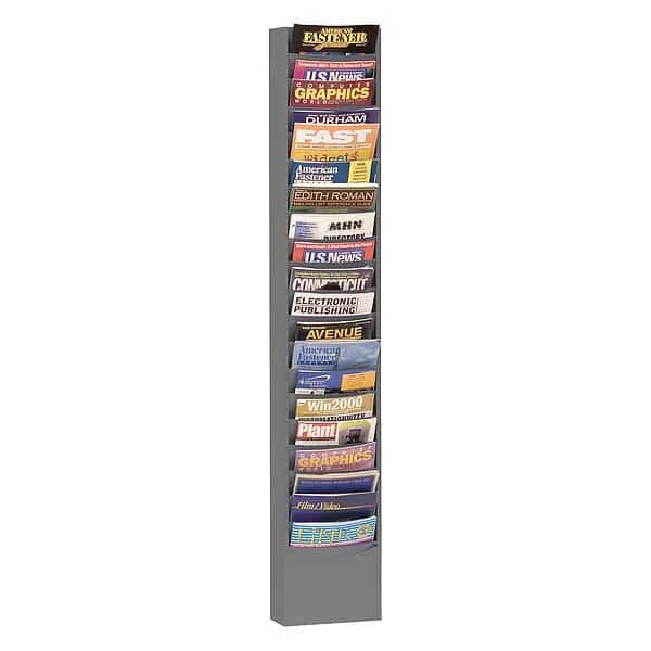 Vertical Con-tur Literature Rack, 20 pockets, gray