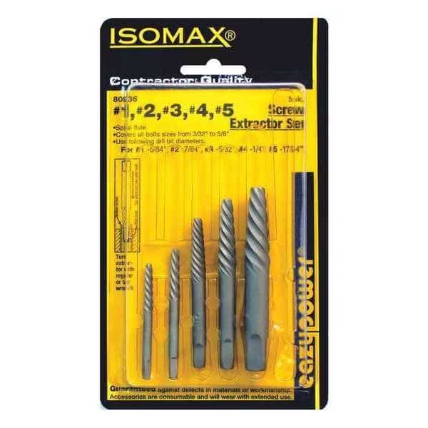 Screw Extractor,No. 1-No. 5,5 pcs., Mfr#: 80936, EAZYPOWER